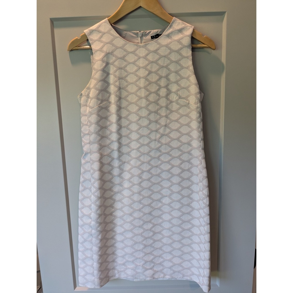 Theory Women's Sleeveless Dress White Gray Geometric Pattern Size 2